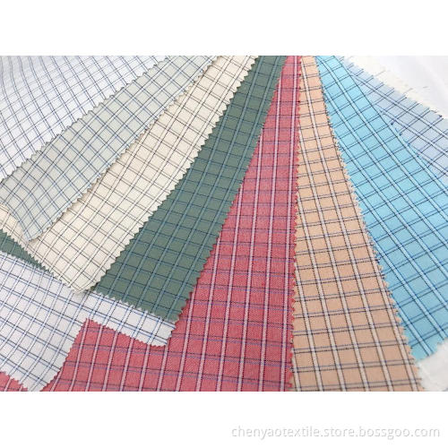 T/C Oxford Woven Yarn-dyed Dobby Plaid Fabric